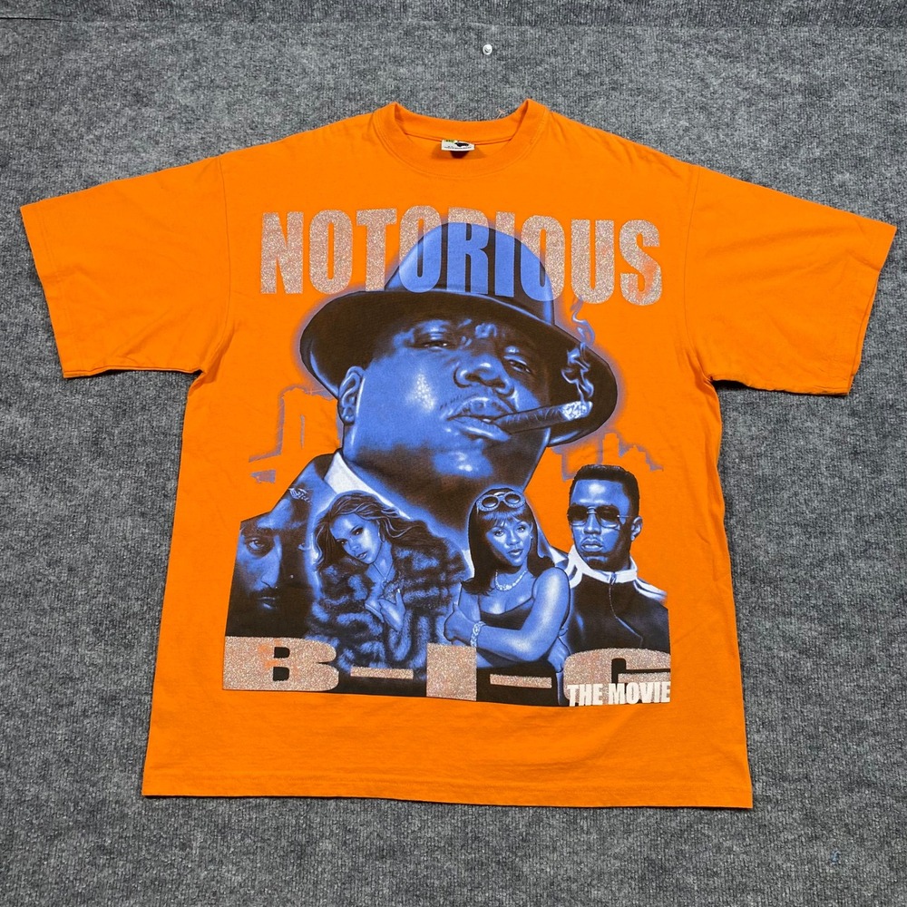 Phat Dog Notorious BIG The Movie Orange Graphic T-Shirt Mens XL Biggie Smalls